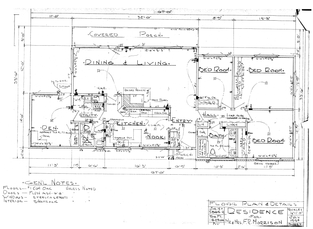 The builder's plans from 1954